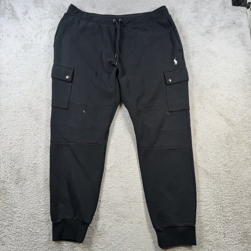 Polo Ralph Lauren Joggers Mens XL Black Cargo Pony Drawstring Casual Sweatpants